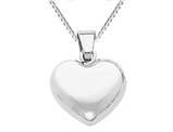 14K White Gold Small Puffed Heart Pendant Necklace with Chain